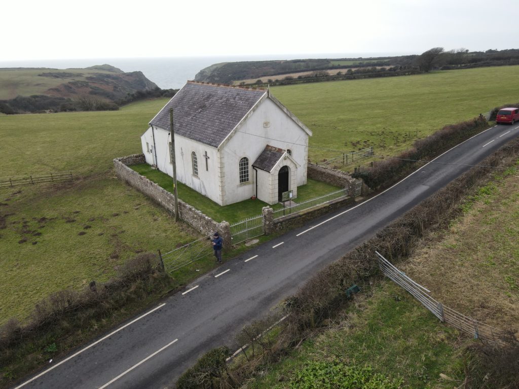 Aerial view of Pitton Chapel