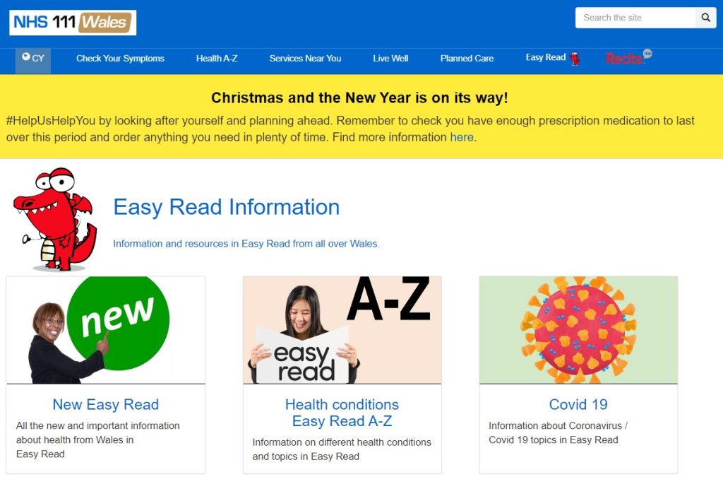 Image of the Easy Read Information website