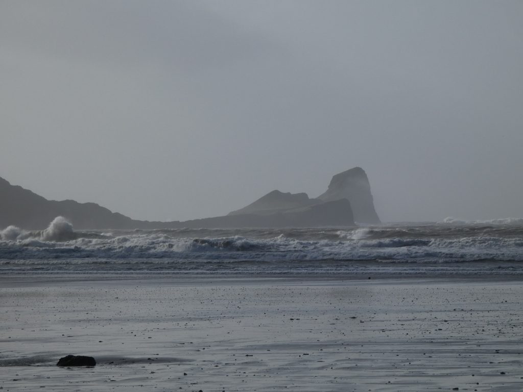 Worms Head promontory in the mist.