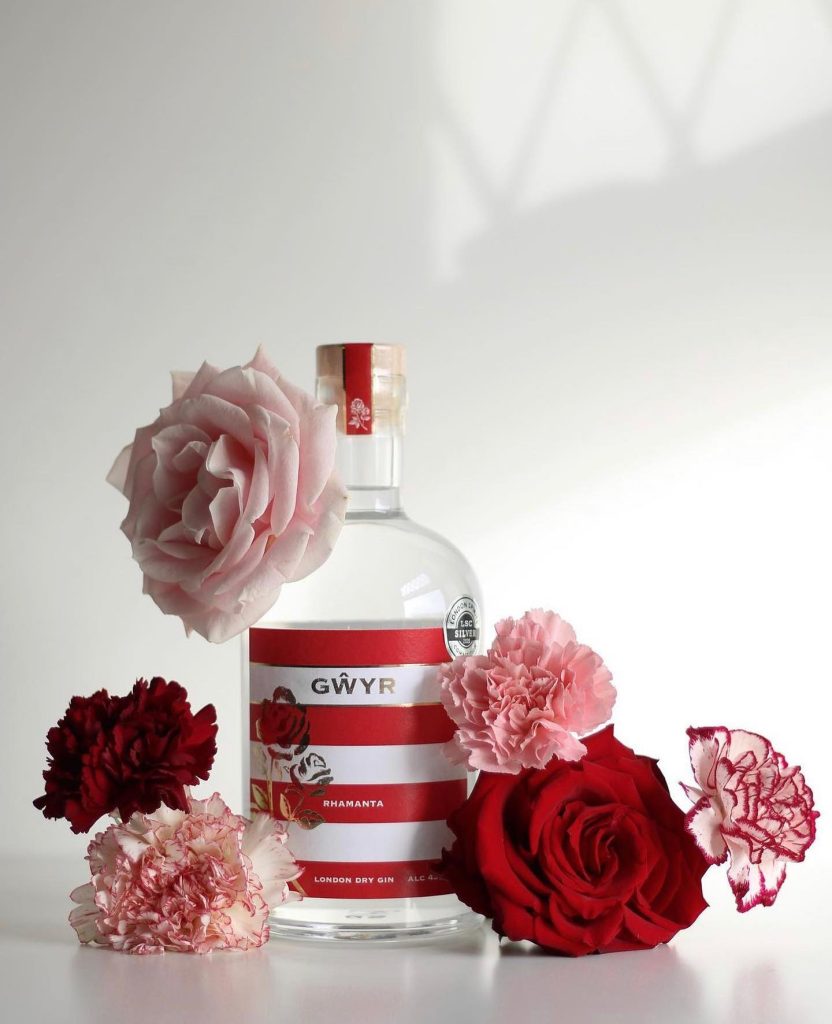 Gower gin bottle with flowers
